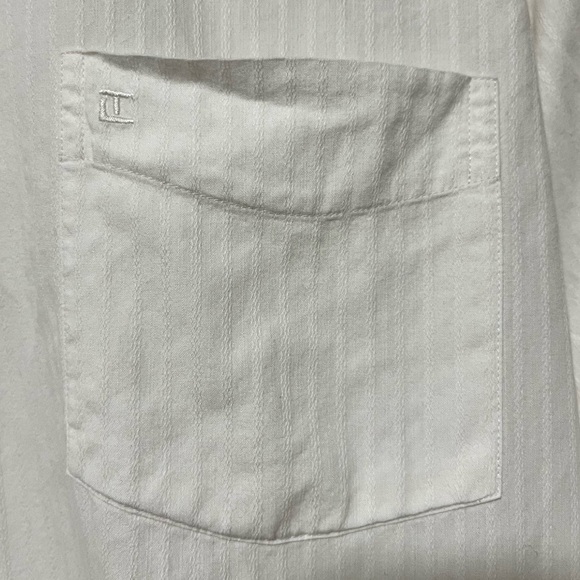 Ted Lapidus Paris White Striped Button-Up Shirt - Size Medium - Picture 9 of 10